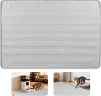 Cat Food Mat Extra Large Silicone Pet Bowl Mat 40''x28'' - Light Grey / 34"L x 22"W