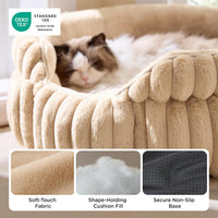 Bedsure ComfyFleece Washable Cute Cat Bed, Soft Round Kitten Bed - 20''x20''x8'' / Sandy Beige - image 4