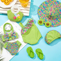 Kajaia 8 Pcs 18 Inch Doll Swimsuits Clothes and Accessories – Fun for Kids & Family - Green / Swimsuit - image 2