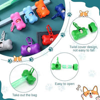 Zhehao 120 Pcs Bone Shaped Dog Poop Bag Dispensers with Disposal Small Dog Waste Bag Holder with Hook for Pet Puppy Walking Hiking Camping, 8 Colors