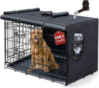 DONORO Dog Crate Cover 24 Inch Waterproof Pet Kennel Cover 600D Heavy - 36.0"L x 23.0"W x 25.0"H / Black