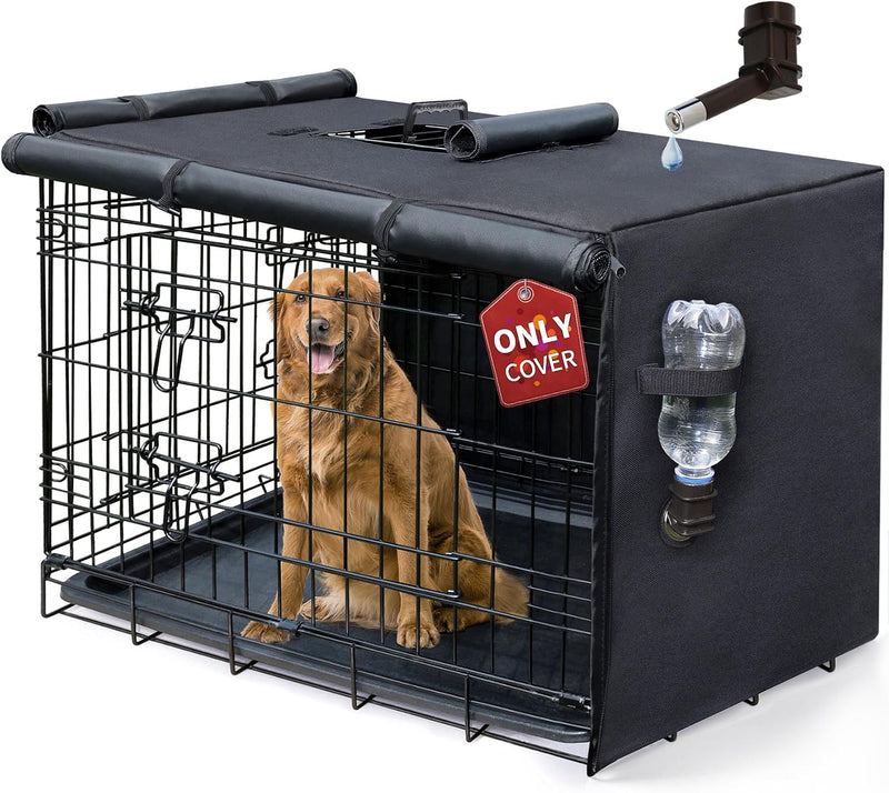 DONORO Dog Crate Cover 24 Inch Waterproof Pet Kennel Cover 600D Heavy - 36.0"L x 23.0"W x 25.0"H / Black