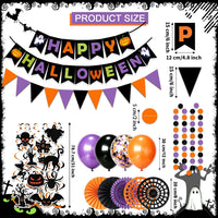 Fecedy Happy Halloween Banner Triangular bunting Paper flower fans - Halloween,multicolor,black,orange,purple - image 3