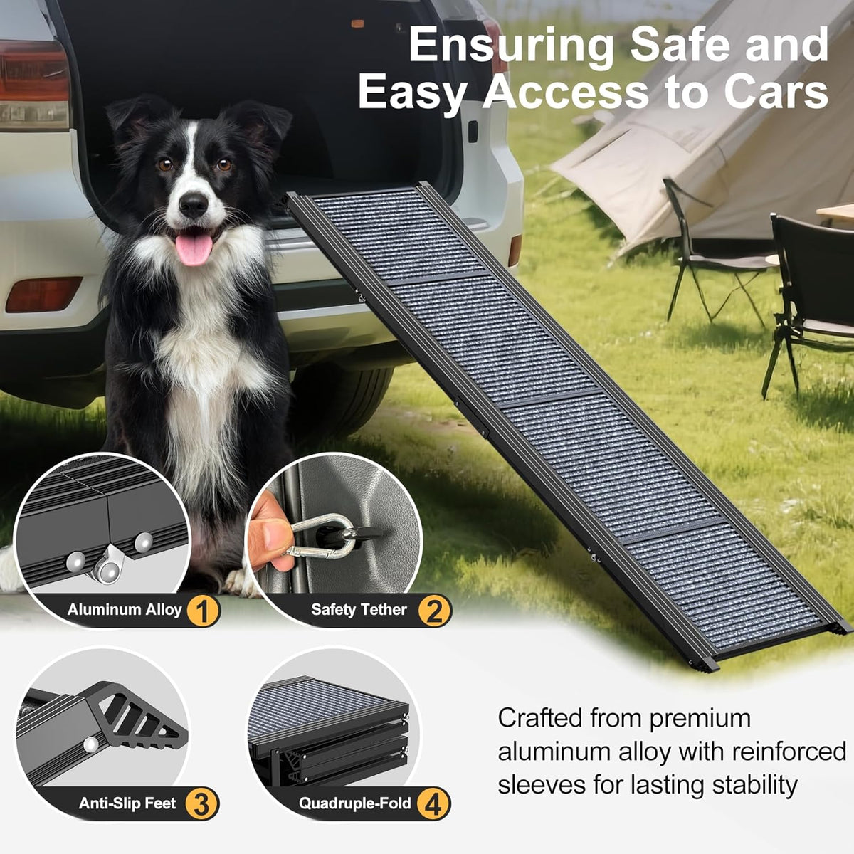 Extra Wide 20" Dog Stairs for Large Dogs - Upgraded 71" L x 17.3" W - image 4