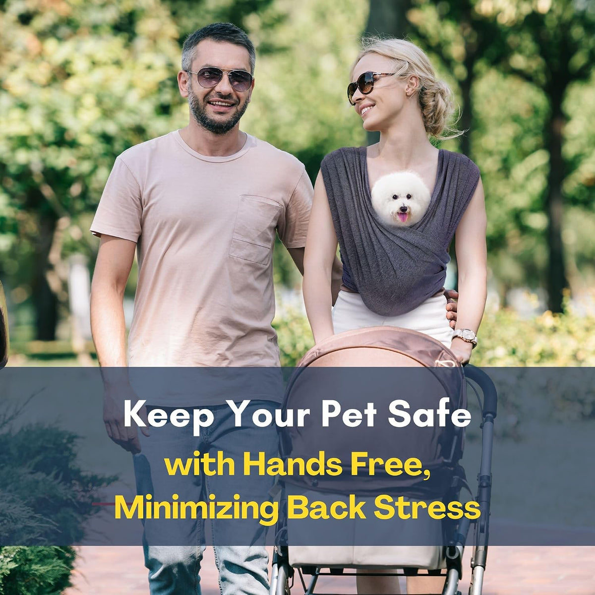 Small Dog Sling Carrier, Hands-Free - Charcoal Black / Regular - image 4