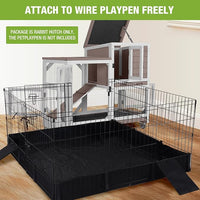 Rabbit Hutch Outdoor Indoor,Two Story Wooden Bunny Cage with Casters,Guinea Pig Cage for Small to Medium Animals with Waterproof Roof and Leakproof Tray
