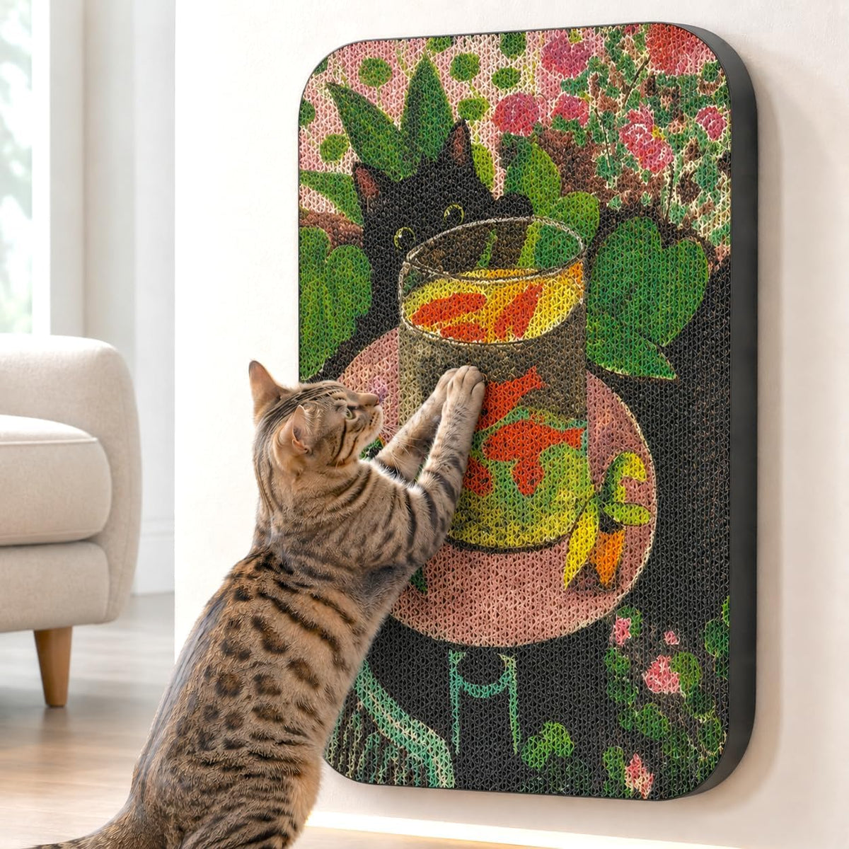 Cat Wall Scratcher, Art Cat Scratching Board for Indoor Cats – Essentials for Cats - Goldfish