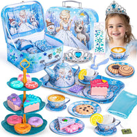 Hohosunlar Kids Tea Party Set for Little Girls Toddlers 3 4 5 6 7 8 – Fun for Kids & Family - Blue