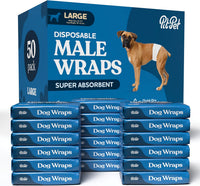 Comfortable Male Dog Diapers, FlashDry Gel Technology - 50 Pack / Large