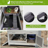 GUTINNEEN Bunny Hutch Indoor Rabbit Hutch Large Guinea Pig Cage with Wheel, Outdoor Rabbit Cage with Removable Bottom Wire Floor