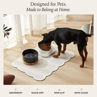Scalloped Dog Feeding Mat, Beige White, 14" X 19” – Essentials for Dogs - Khaki / 22"L x 17"W - image 3