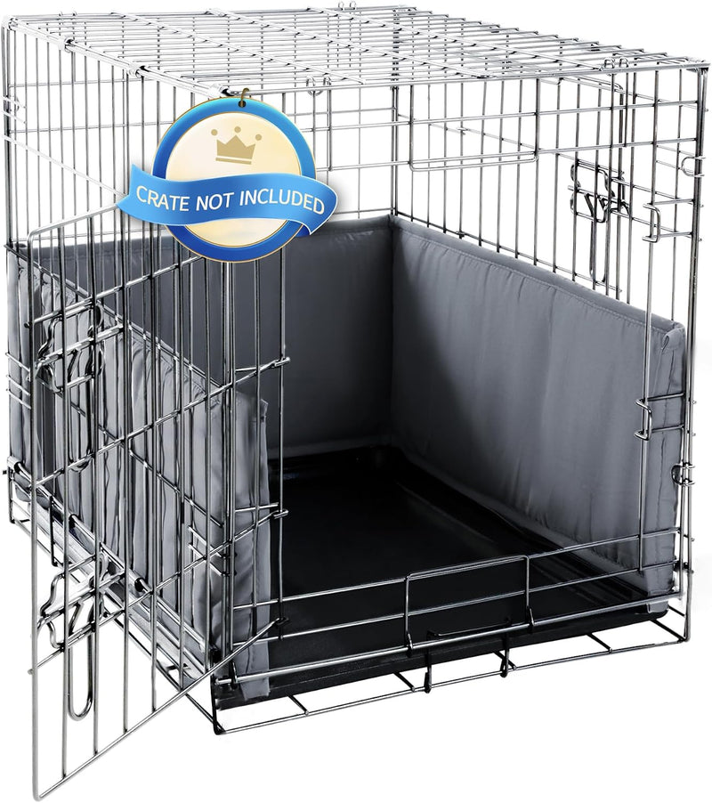 Hombys Dog Crate Bumper with Ties - 42.0"L x 28.0"W x 10.0"H / Grey