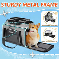 Petskd Top-Expandable Pet Carrier 18x13x9.5 Inches Southwest Airline Approved, Soft-Sided Carrier for Small Cats and Dogs with Locking Safety Zippers and Anti-Scratch Mesh(Grey)