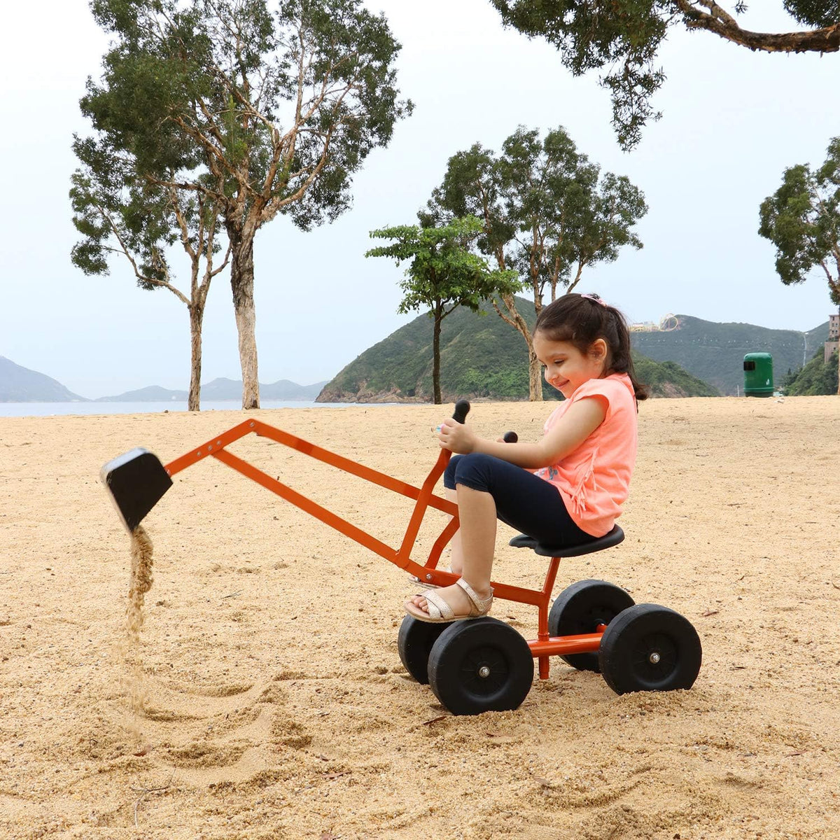 Albott Kids Ride-On Sand Digger Excavator Toy with 8-Inch Wheels – Fun for Kids & Family - Orange - image 2