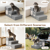 3-Step Dog Stairs for Small Dogs, Folding Dog Steps for Bed - Grey / 3-Step - image 2