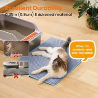 Cat Litter Mat, Double Layer Honeycomb Litter Box Mat – Daily Care for Cats - 30x22 Inches / Blue - image 4