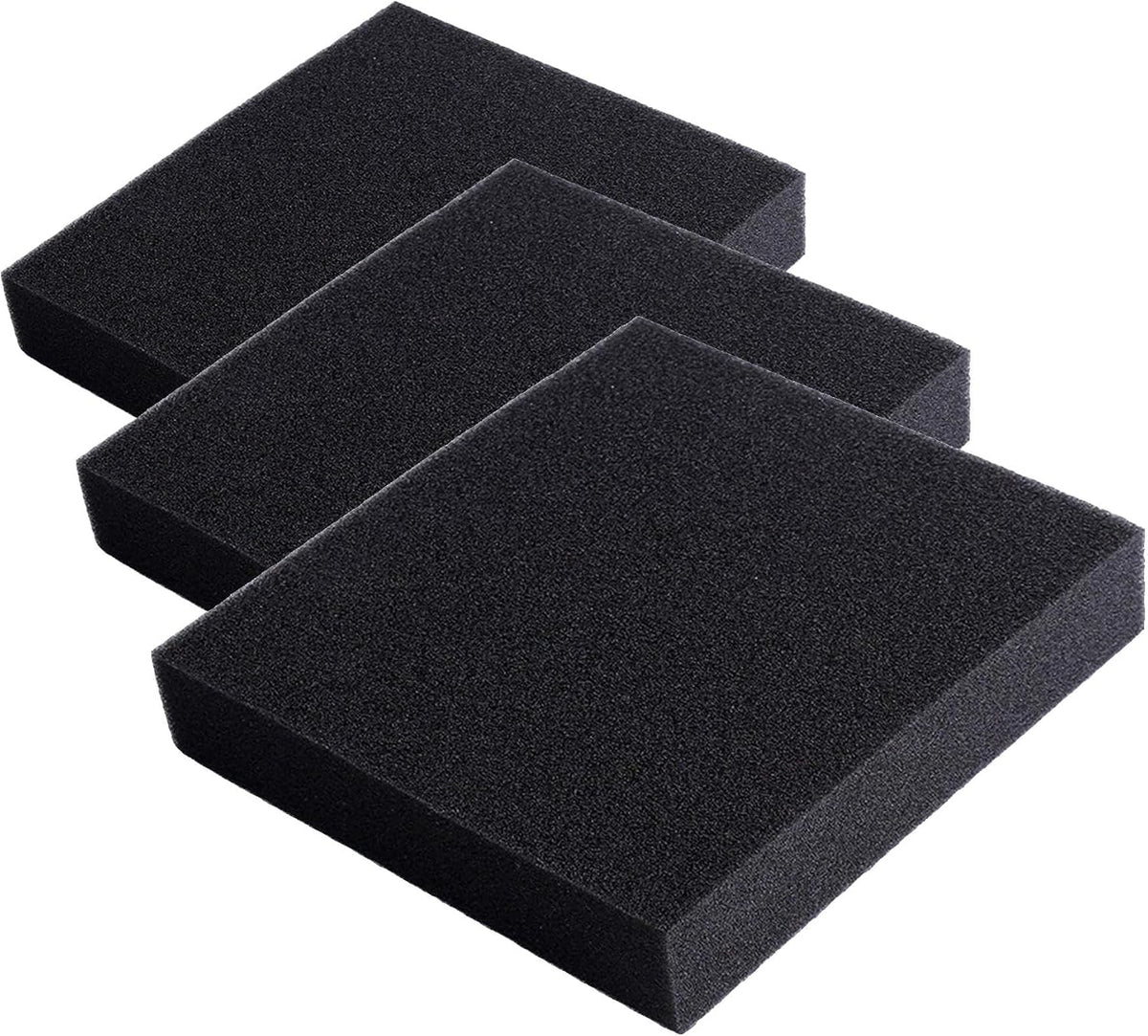 AQUANEAT Aquarium Filter Sponge Open Cell Foam Sheet Bio Sponge - 11" Lx 10.25"W x 2"H (Pack of 3) / Black