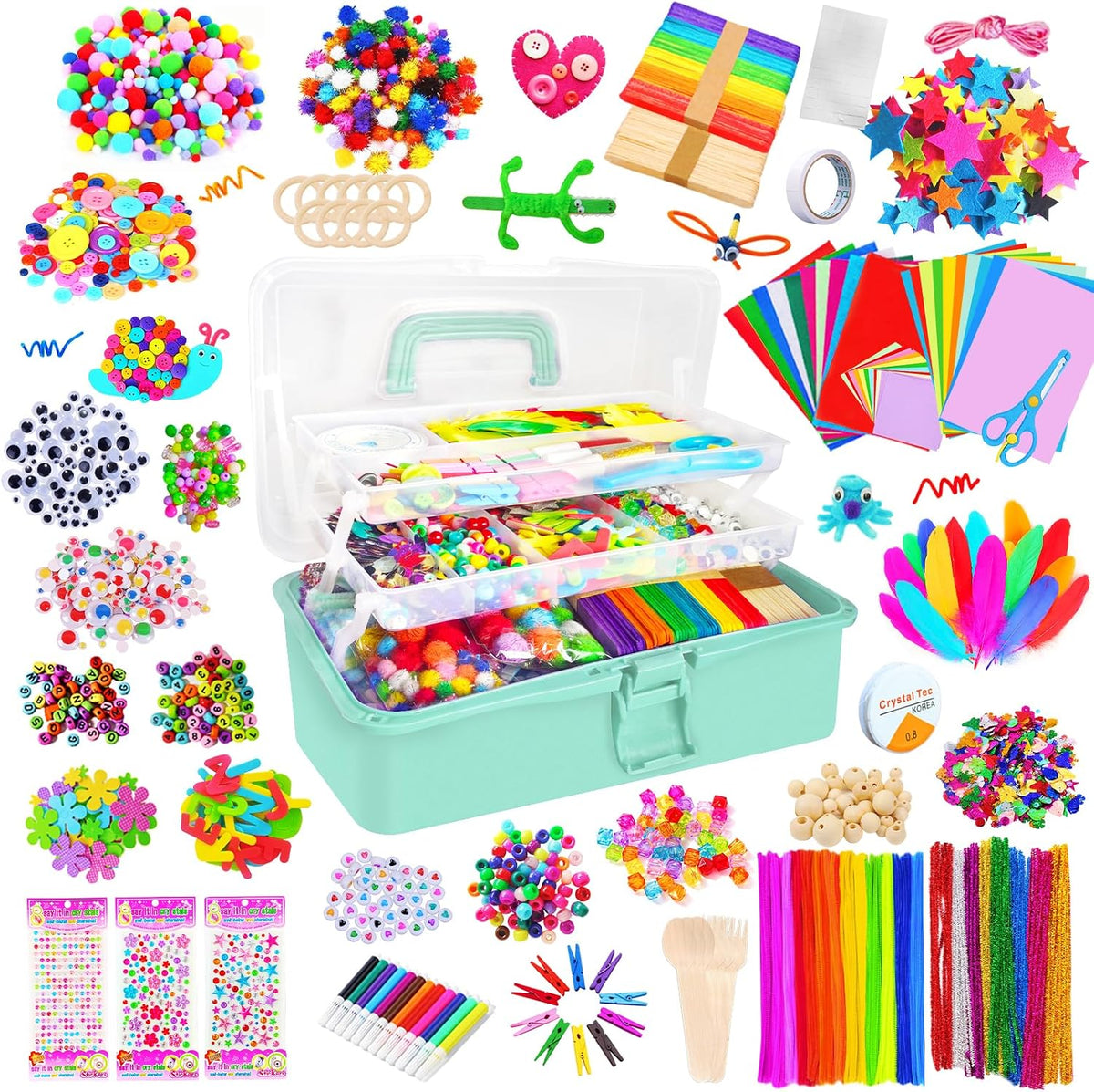 Itopstar 3000 Kids Arts and Crafts Supplies for Kids Crafting Supply - Green 3000pcs