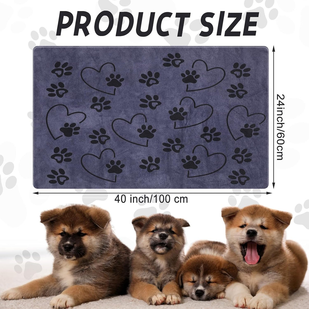 Fanfanwin 4 Pcs Dog Bath Towels Microfiber Drying Dog Towel Absorbent - Gray - image 2