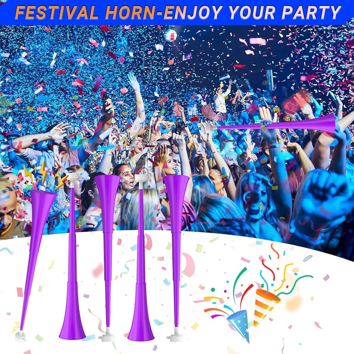 Collapsible Stadium Horn 24 Inch Vuvuzela Trumpet Blow Horns - Purple - image 3