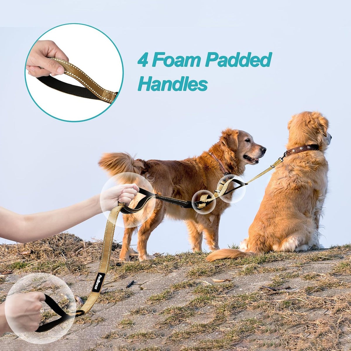 Double Dog Leash, No Tangle Dual Leash - Light Khaki - image 3