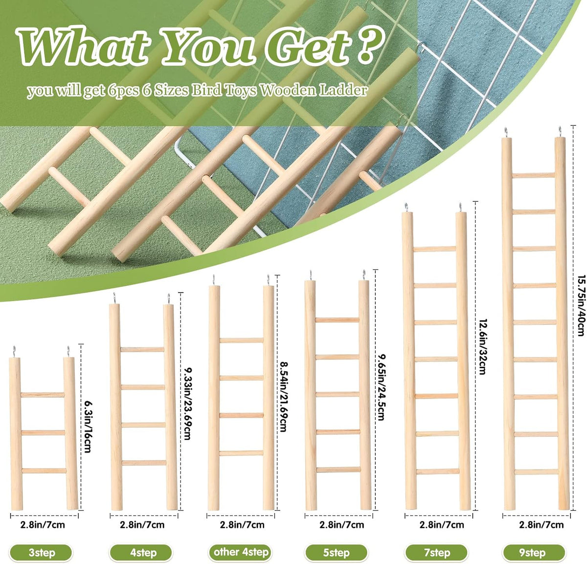 Kigeli 6 Pcs Bird Ladders for Cockatiels - image 2