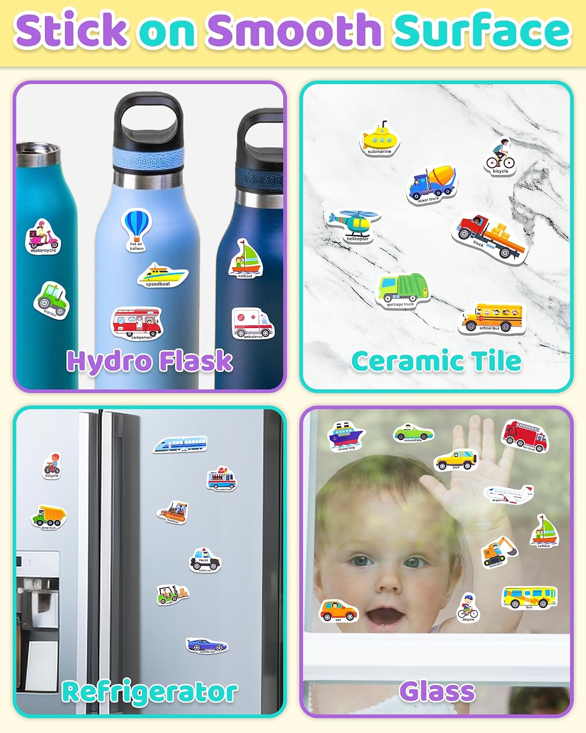Benresive Reusable Sticker Book, Travel Stickers for Kids - Transport - image 4
