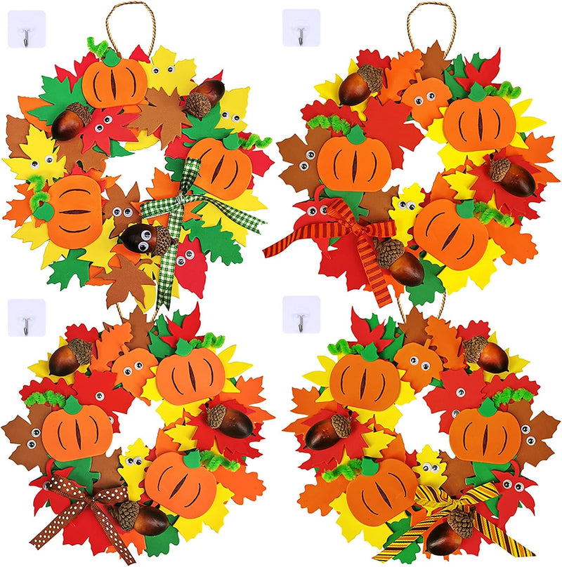 Supla 12 Kits 3D Pumpkin Fall Leaf Wreath Craft Kit DIY Thanksgiving