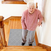 COSY HOMEER Edging Stair Treads Non-Slip Corner Indoor Stair Runners for Wooden Steps,Landing Slip Resistant Stair Rugs for Kids and Dogs, 100% Polyester TPE Backing,Grey,20"X32"
