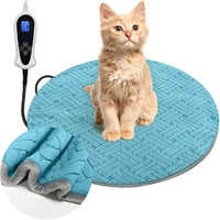 Cat Heating Pad with Smart Temperature and Timer Adjustable – Essentials for Cats - Blue Round