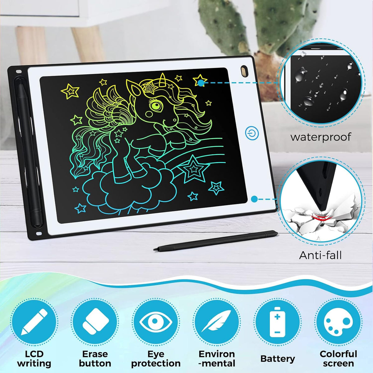 Zhehao LCD writing tablets for kids, 32 colorful 8.5 inch erasable doodle boards - view 15