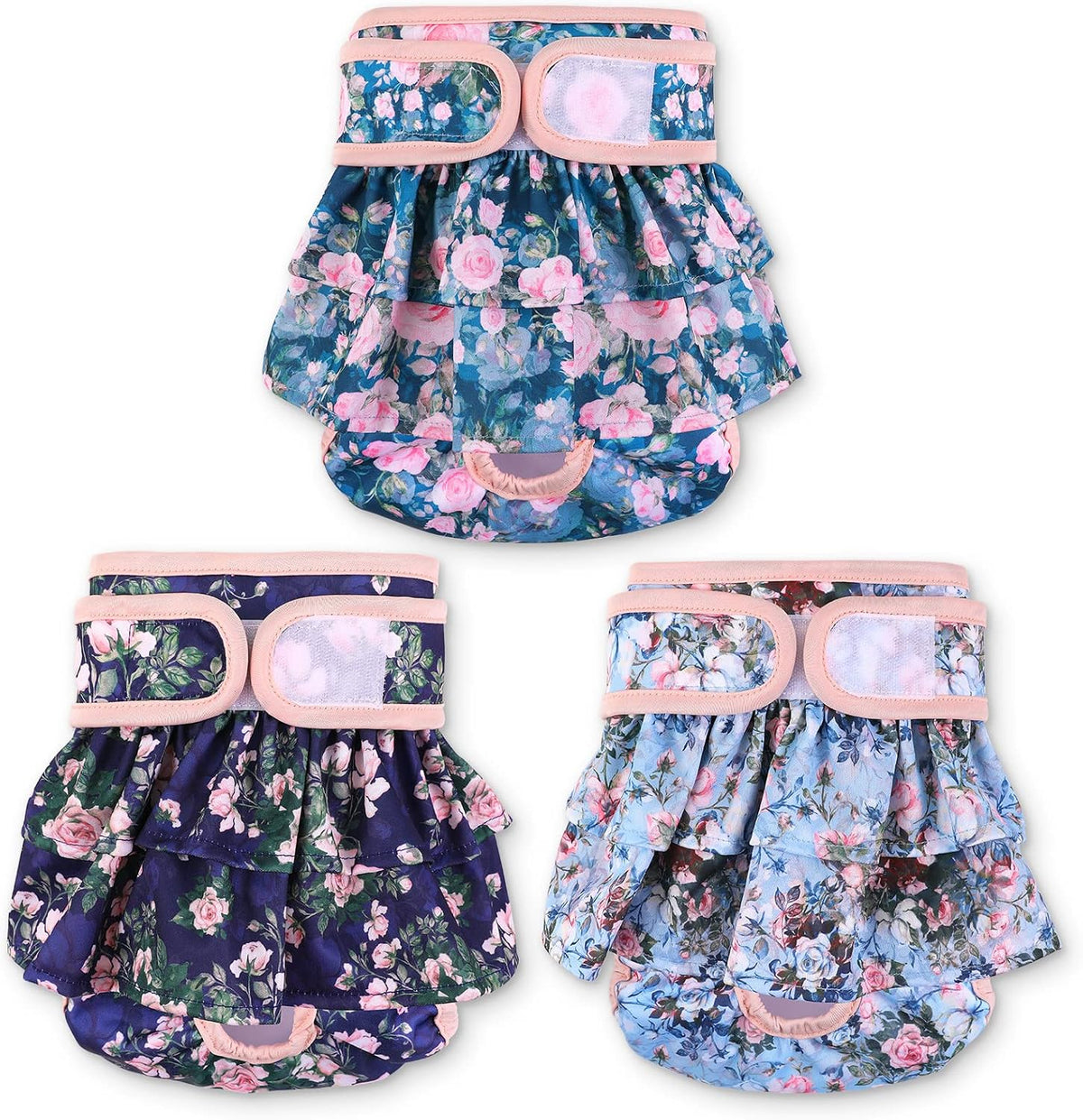 NOYAL Female Dog Diapers, Washable Reusable Leak-Proof - Rose / Medium 13-18.9''