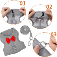Prasacco grey size M bunny harness and leash set with mesh vest - view 4