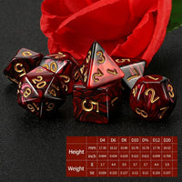 QMAY DND Dice Set - 7Pcs Blue Mix White Polyhedral Dice with Black Dice Bag – Fun for Kids & Family - Red and Black - image 2