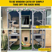 Aivituvin Cat House Outdoor Catio Cat Enclosures on Wheels 70.9" - 62.6"L x 32.6"W x 70.1"H Grey - image 2