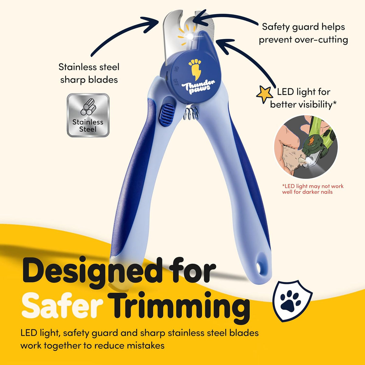 LED Dog Nail Clippers with Light, Pet Nail Trimmer – Essentials for Dogs - Blue / Large - image 2