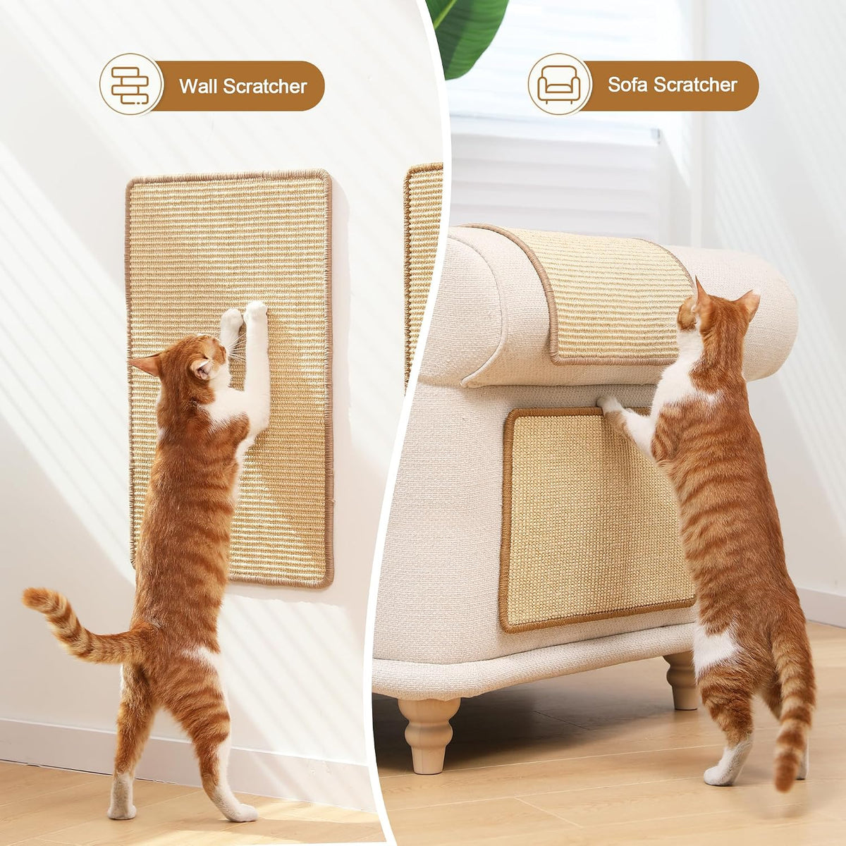 FUKUMARU Cat Scratcher Mat - Beige-2 Packs-23.6 x 15.7 Inch - image 4