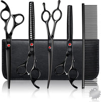 Professional Dog Grooming Scissors Set - 7 Inch (Pack of 5) / Black