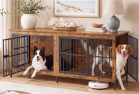 Feandrea 38" Dog Crate Furniture - Rustic Brown / 70.9"L x 23.6"W x 28.9"H