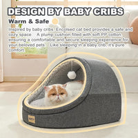 Cute Cat Beds for Indoor Cats, Cave Bed for Kittens - Large / Dark Gray - image 2