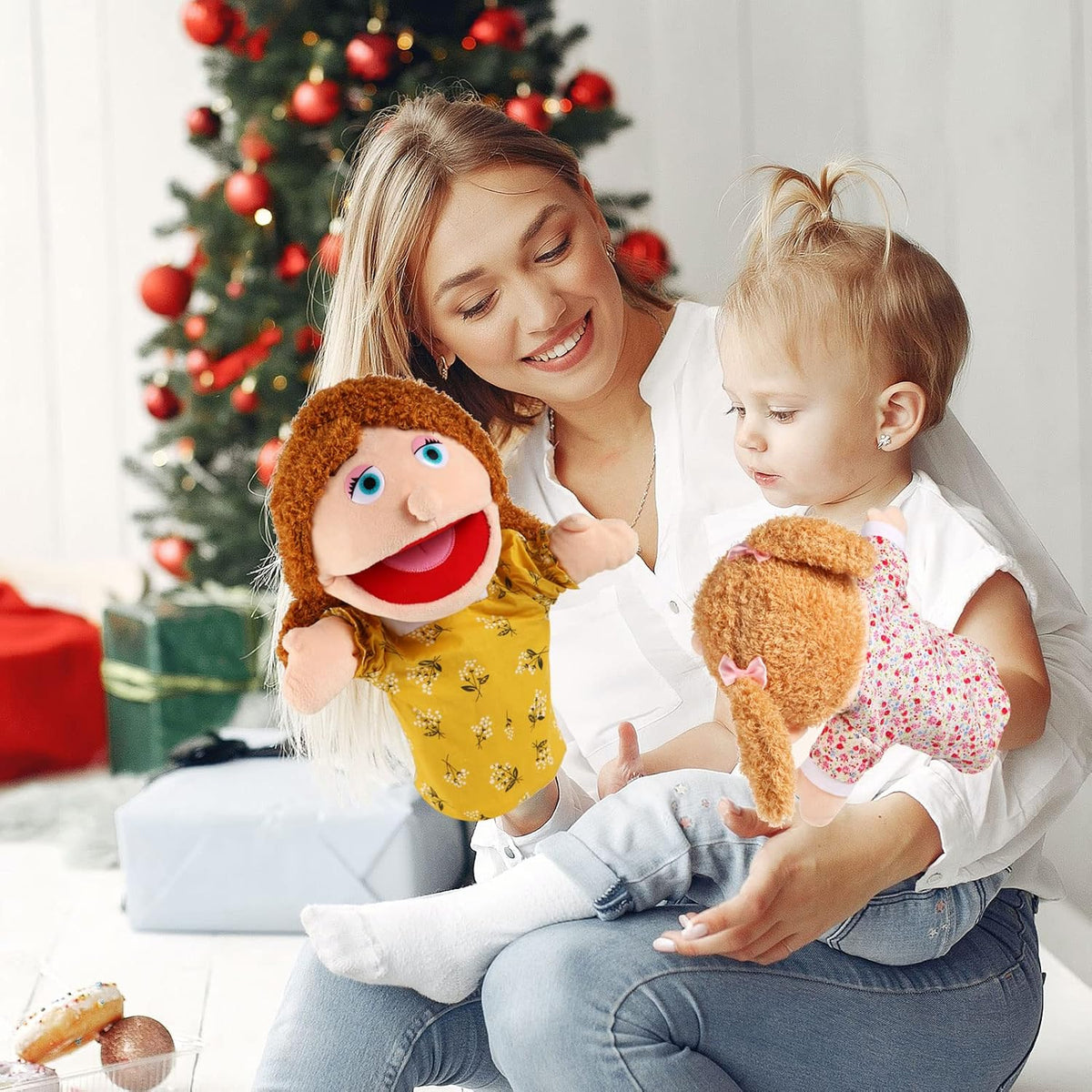 6 Pcs Family Hand Puppets 12 Inch Grandparents, Mom & Dad - 6 Family A - image 2