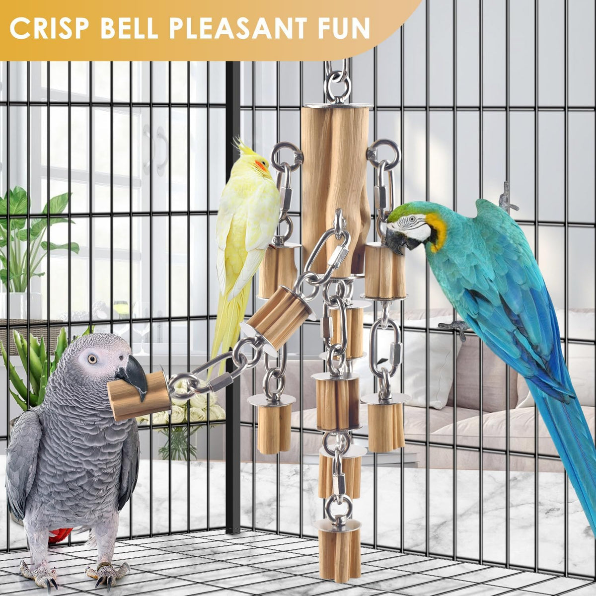 KATUMO Bird Toys, Parrot Pull Spoons - Yellow - image 4