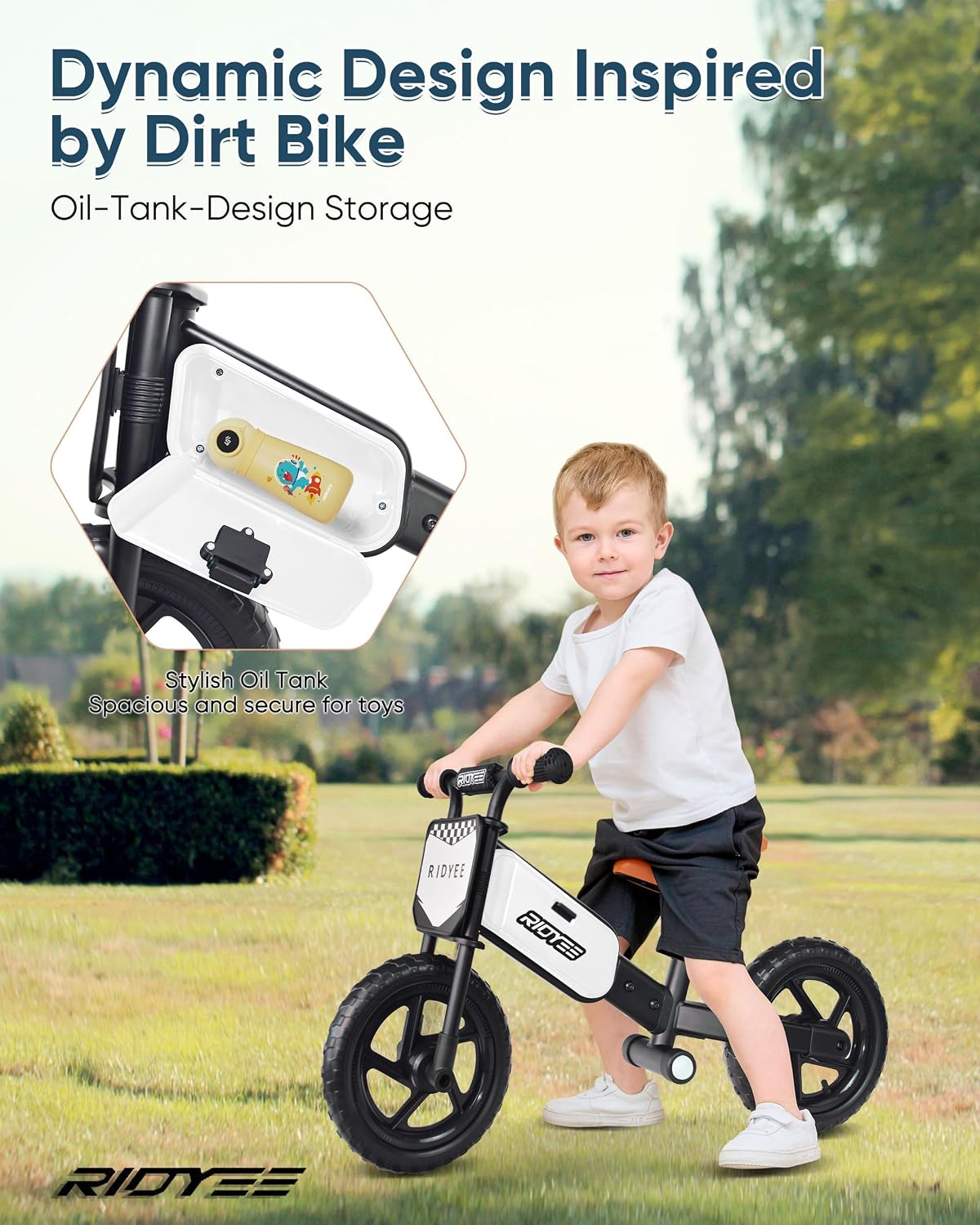RIDYEE Toddler Balance Bike 2 Year Old - WhiteSport - image 2