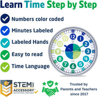 OWLCONIC Kids Teaching Clock, Learning Clock, Silent 10in - Blue Green - image 3