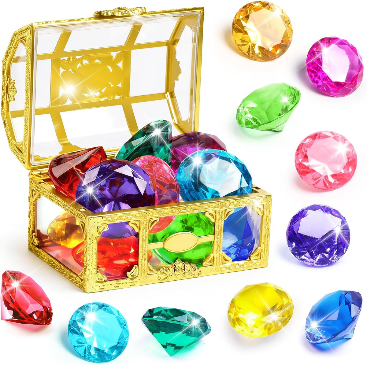 DISHIO Diving Gem Pool Toy 10PCS Big Colorful Diamond Diving Toy - 10pcs Gold