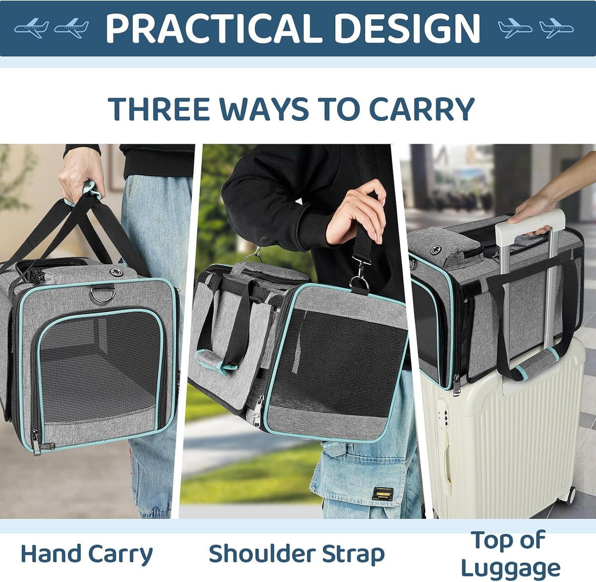 Cat Carrier American, United - 18.0"L x 11.0"W x 11.0"H - image 3