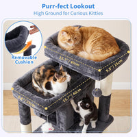 Heybly 34.6" Cat Tree Anti-Tipping Floor Cat Condo for Kittens - Smoky Gray / 34.6 inch - image 2