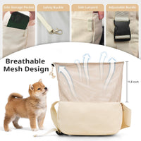 ONECUTE Dog Purse Carrier for Small Dogs Rabbit cat with Large Pockets - Beige Sling / 15.7"L x 5.9"W x 8.6"H - image 4