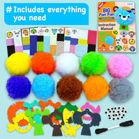 EZCRA pom pom craft kit with unicorn and animal pom poms, charms and felt stickers - view 7