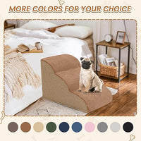 Romrol Dog Stairs Ramp for High Beds Couches, High Density Foam Pet Steps with Durable Non-Slip Waterproof Fabric Cover, Dog Stairs for Small Dogs or Cats or Pets, 3-Step,15 Inch,Light Brown